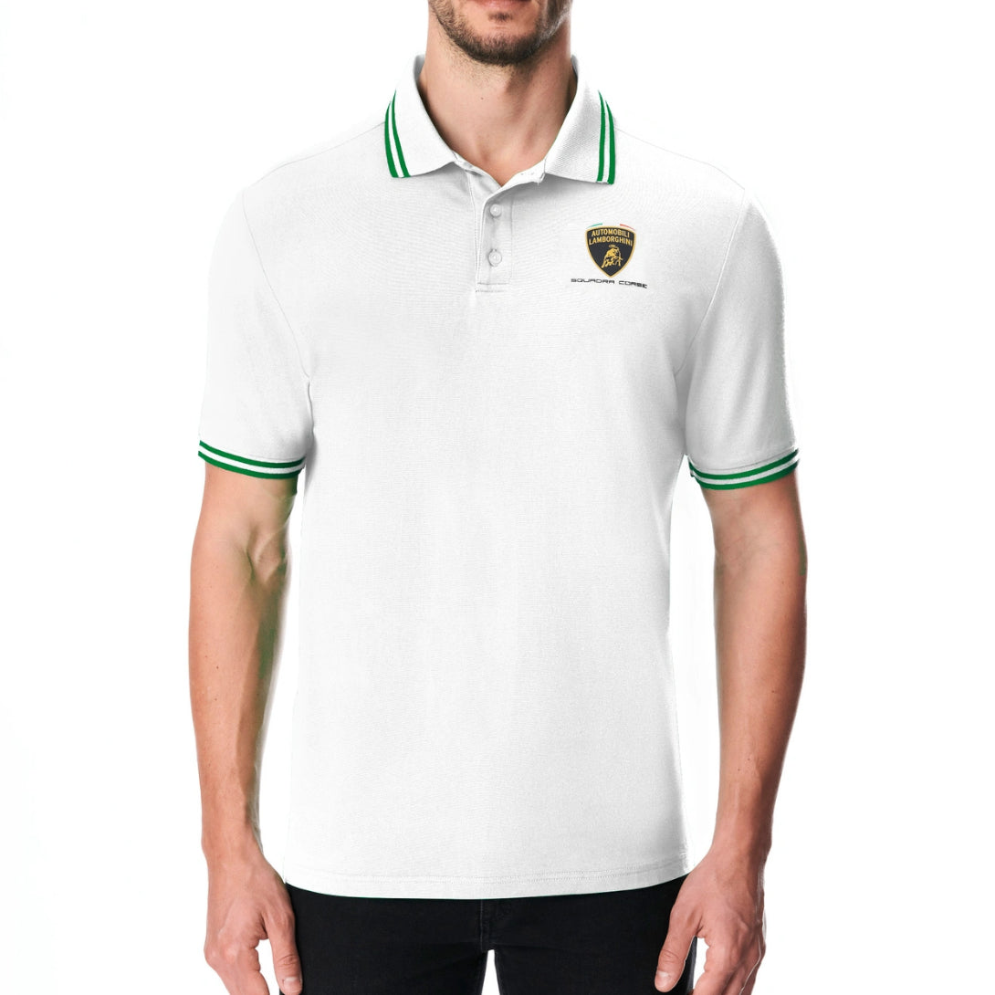 Lamborghini Squadra Corse Men White Travel Polo