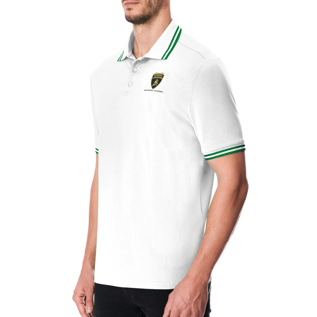 Lamborghini Squadra Corse Men White Travel Polo