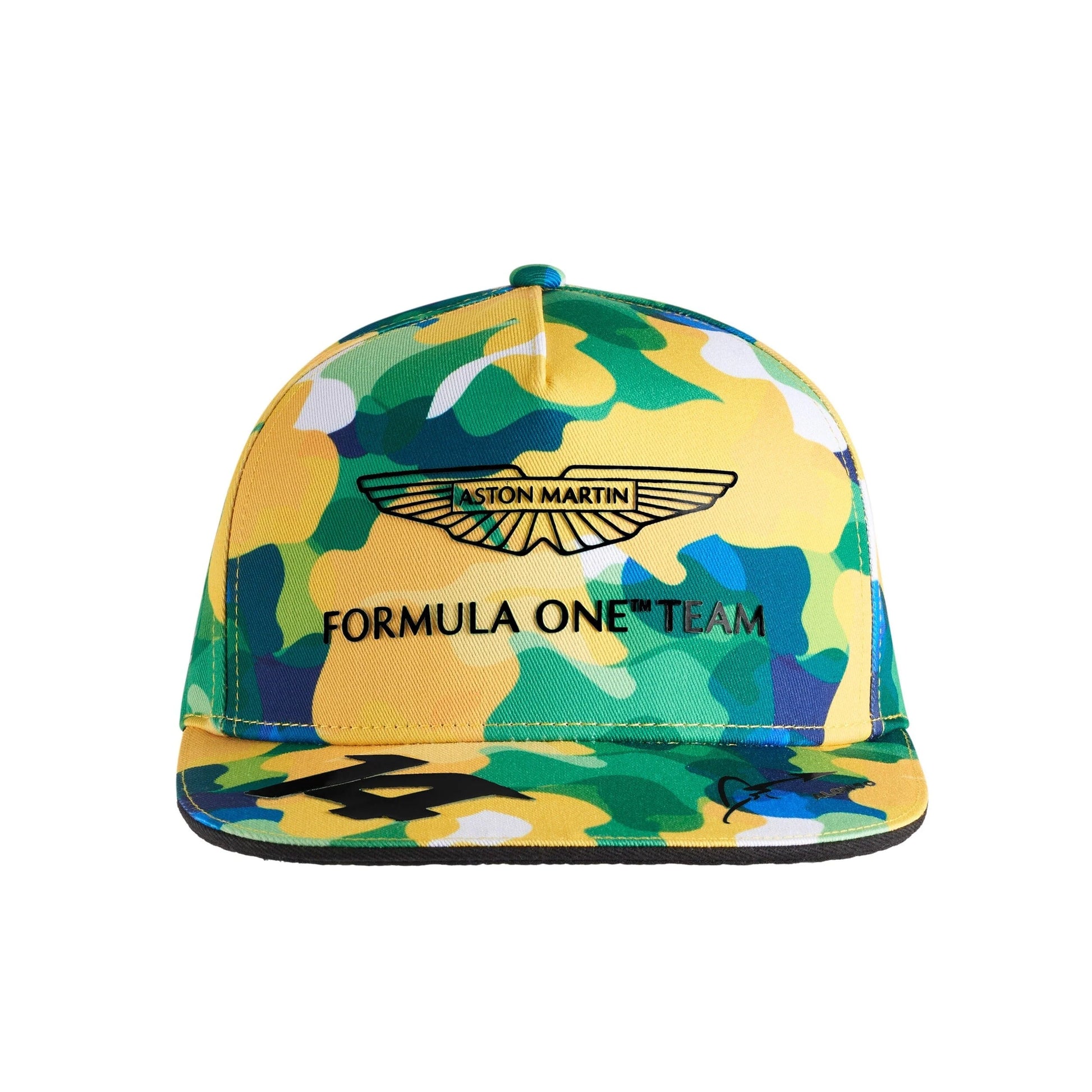 AMA23HEA31 Aston Martin F1 Formula 1 Kimoa Camo Brasil Special Edition Lance Stroll Fernando Alonso Cognizant Team Hat Baseball Cap Clothing Apparel Lifestyle Merchandise Official Merch