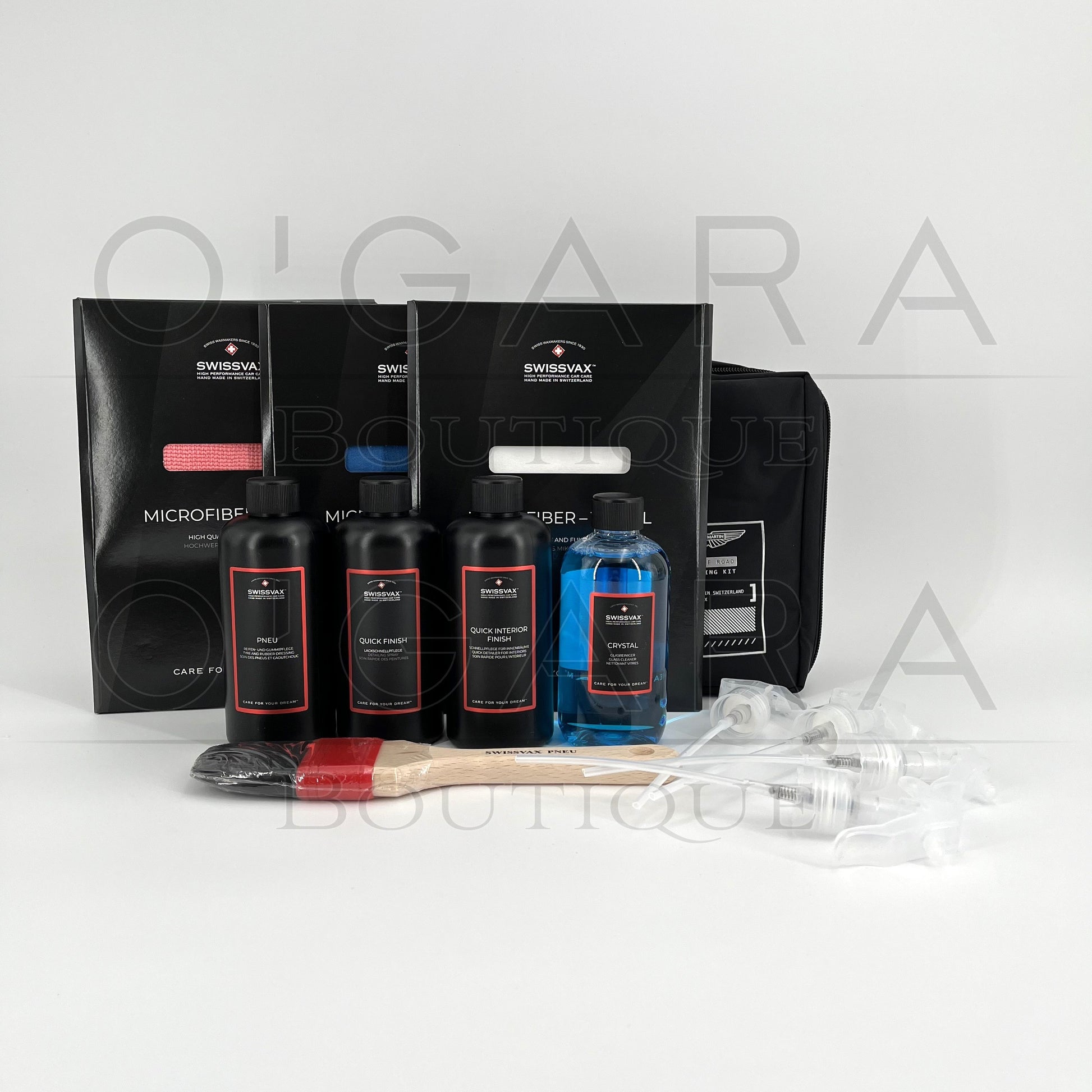 709029 Aston Martin SwissVax On the road Cleaning Care Kit Protection Kit Car Glass Spray Tire Shine Care Vehicle Accessory Accessories Essential Essentials Travel Maintenance Storage