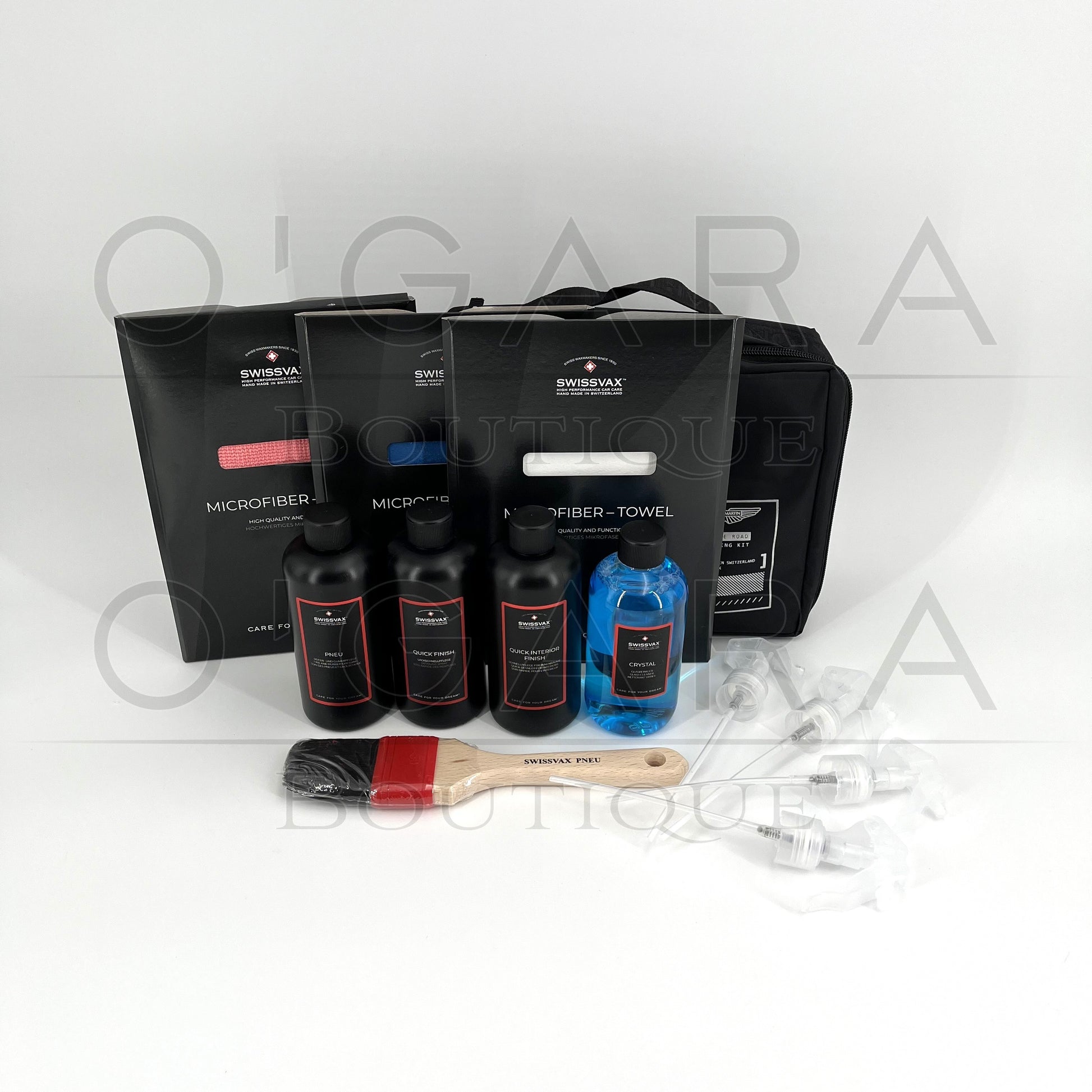 709029 Aston Martin SwissVax On the road Cleaning Care Kit Protection Kit Car Glass Spray Tire Shine Care Vehicle Accessory Accessories Essential Essentials Travel Maintenance Storage