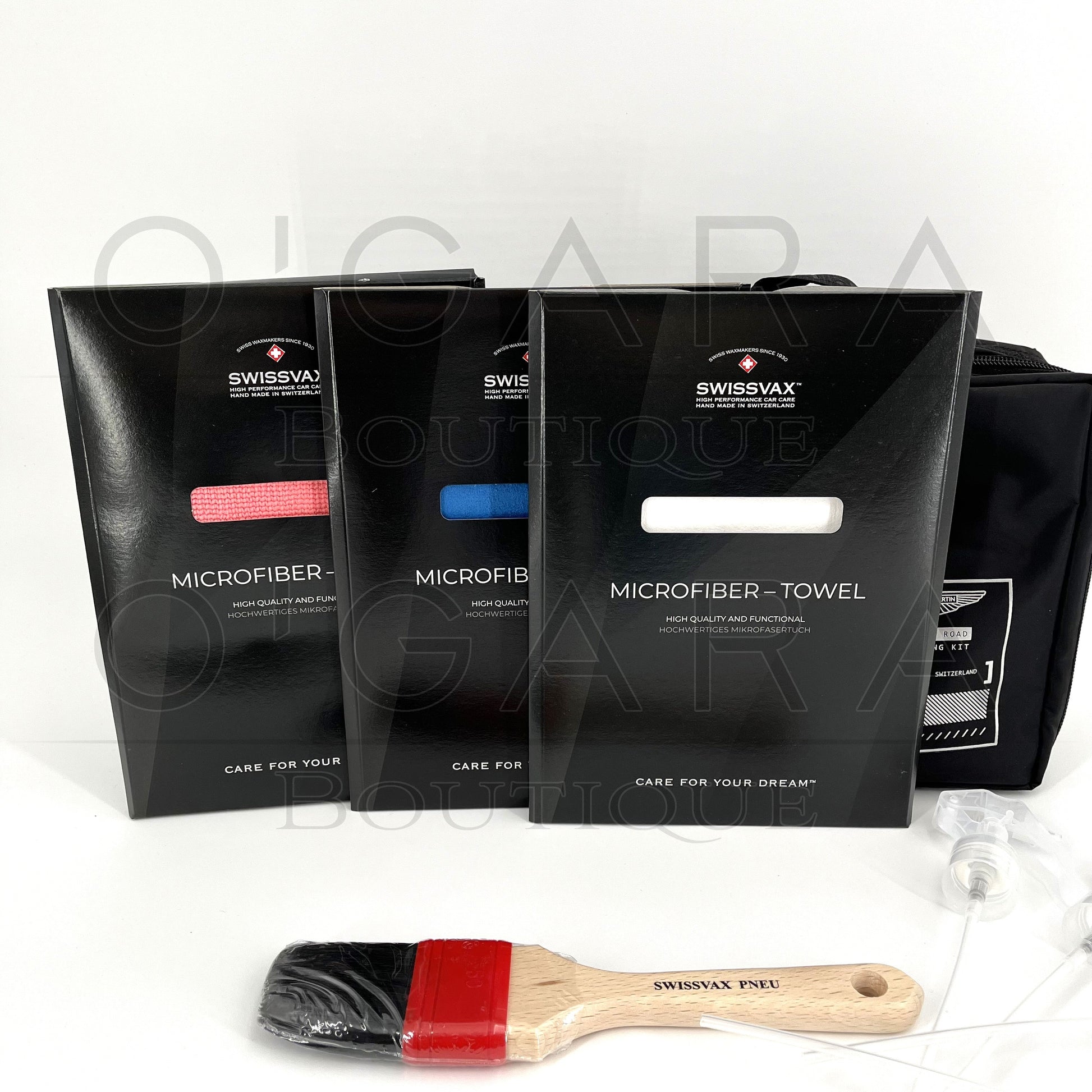 709029 Aston Martin SwissVax On the road Cleaning Care Kit Protection Kit Car Glass Spray Tire Shine Care Vehicle Accessory Accessories Essential Essentials Travel Maintenance Storage