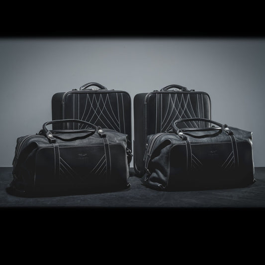 707816 707901 Aston Martin DBX SUV Luggage Black Leather 4 pieces 4pcs Set Trolley Trolleys Duffle Bags Carry on Travel Car Vehicle Accessory Accessories Essential Essentials Storage