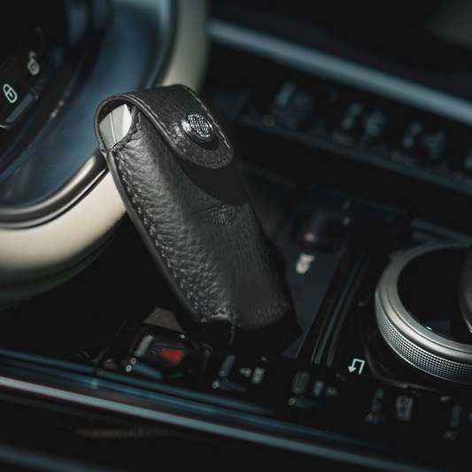 MY83-83-10022 OEM Genuine Aston Martin DBX Leather Black Tan Key Case Pouch Luxury SUV Sports car Keychain Vehicle Accessory Accessories O'Gara Ogara Beverly Hills