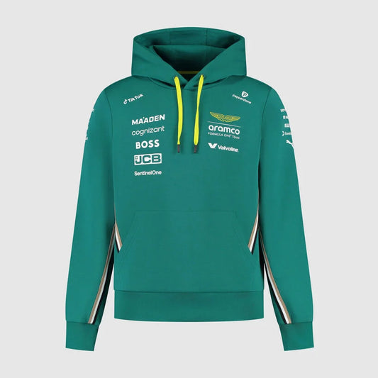 701233042 Aston Martin 2025 Team Mens Hoodie Black Merchandise Merch O'Gara OGara Beverly Hills Aramco Formula 1 F1 One Gift Gifts Ideas Green