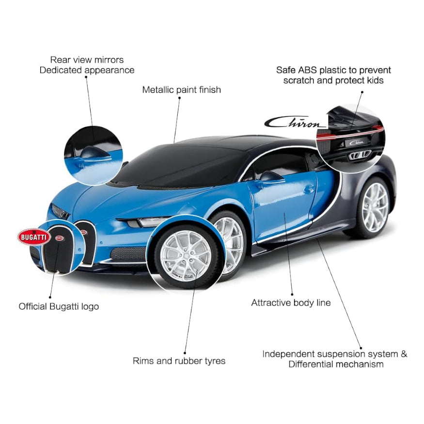 1:24 1/24 Scale RC Bugatti Chiron Blue Blu Radio Controlled Rastar Special Edition Racing Track Hypercar Supercar Toy Car Kids Children