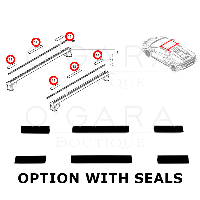 4T0860019A Lamborghini Huracan Sterrato Roof Crossbars Cross Bars Rack Rails Box OE OEM Genuine Vehicle Car Accessory Accessories Travel Storage Exterior Exteriors Luxury Sportscar Supercars