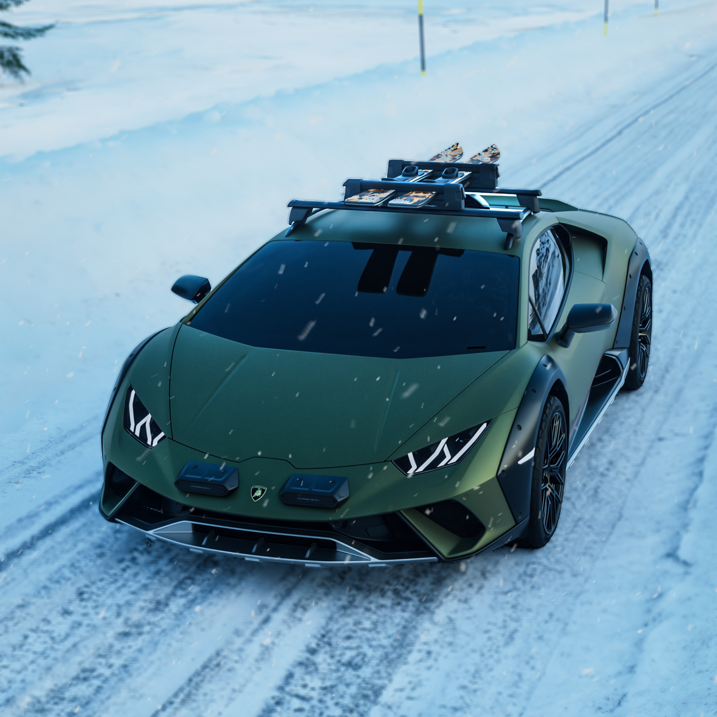 4T0071108 Lamborghini Huracan Sterrato Ski and Snow Snowboard Rack Carrier Vacation Roof Basket Crossbars Cross Bars Rack Rails Box OE OEM Genuine Vehicle Car Accessory Accessories Travel Storage Exterior Exteriors Luxury Sportscar Supercars SUV