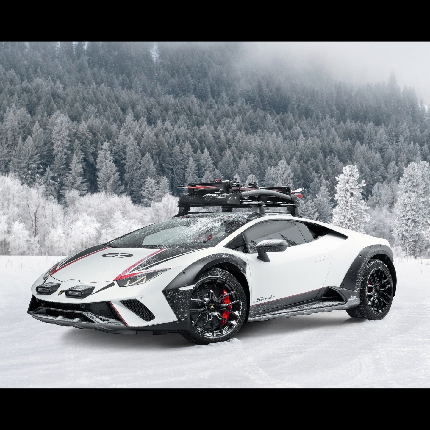 4T0071108 Lamborghini Huracan Sterrato Ski and Snow Snowboard Rack Carrier Vacation Roof Basket Crossbars Cross Bars Rack Rails Box OE OEM Genuine Vehicle Car Accessory Accessories Travel Storage Exterior Exteriors Luxury Sportscar Supercars SUV