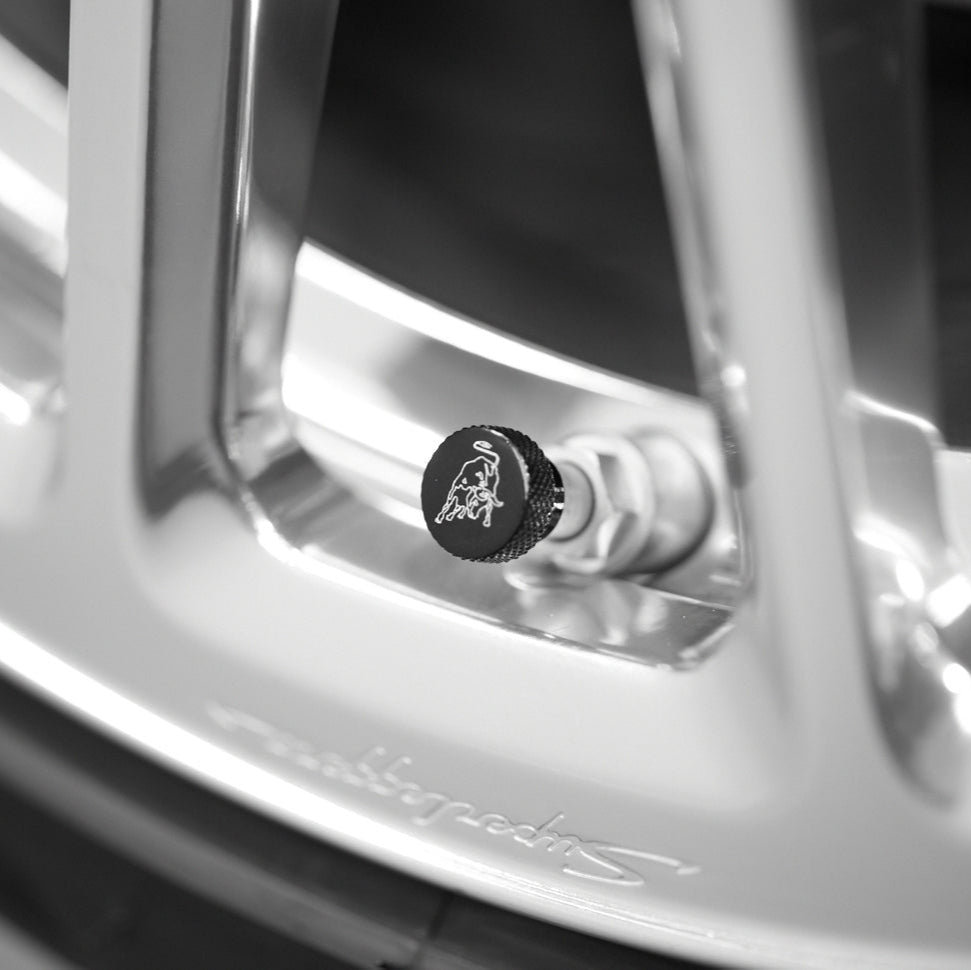 0R1400216 Automobili Lamborghini Valve Stem Caps with Logo OEM Genuine Accessories Accessory Vehicle Supercars Sportscar Car Care Essential Essentials