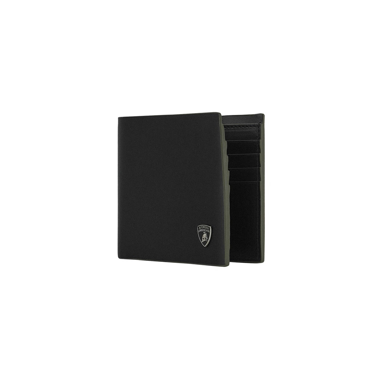 Lamborghini Wallet Black with Army Green Piping