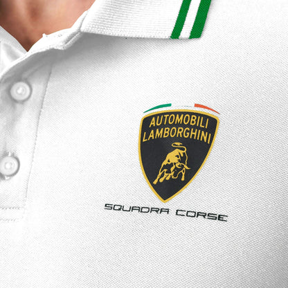 Lamborghini Squadra Corse Men White Travel Polo