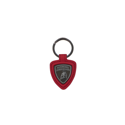 Lamborghini Red Leather Keyring with Metal Shield Logo