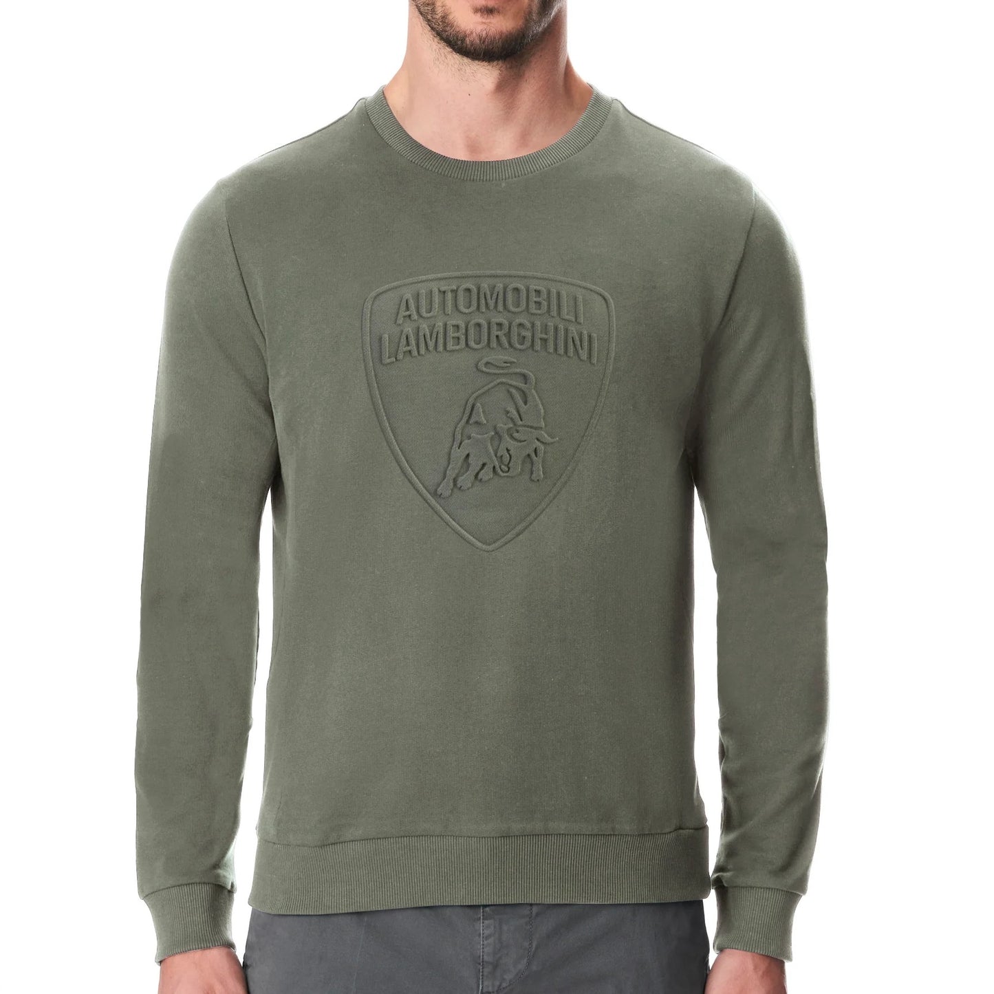 Lamborghini Sweatshirt TURBINE GREEN with Embossed Shield Logo
