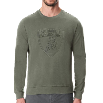 Lamborghini Sweatshirt TURBINE GREEN with Embossed Shield Logo