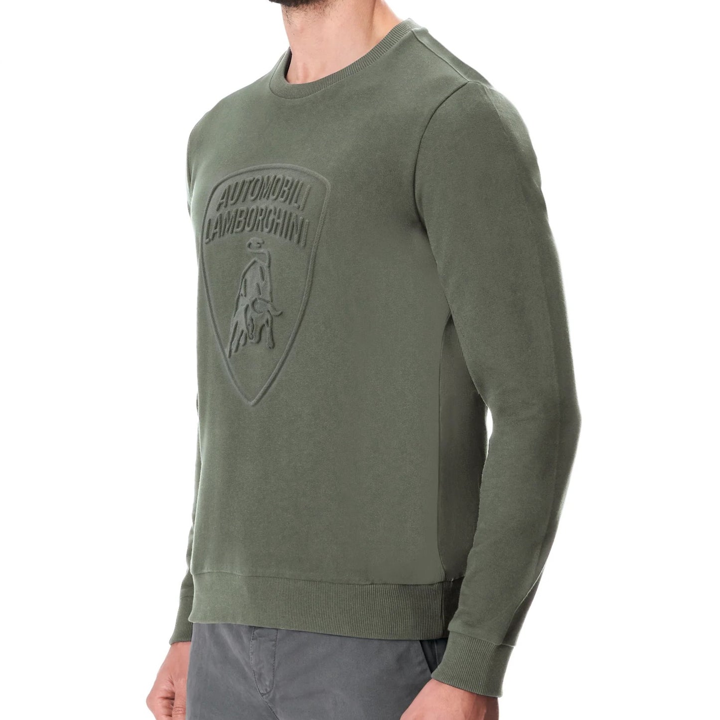 Lamborghini Sweatshirt TURBINE GREEN with Embossed Shield Logo