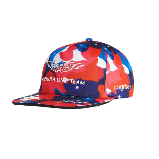 AMA23HEA29 Aston Martin F1 Formula 1 Kimoa Camo USA United States of America Special Edition Lance Stroll Fernando Alonso Cognizant Team Hat Baseball Cap Clothing Apparel Lifestyle Merchandise Official Merch