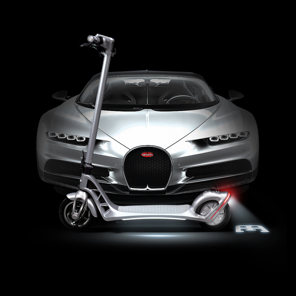 Bugatti 9" Electric Foldable Scooter SILVER