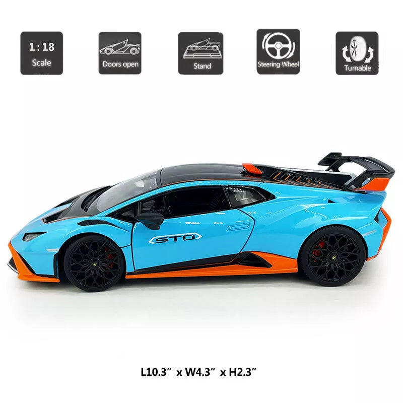 1:18 Lamborghini Huracan STO Blue Diecast by Rastar