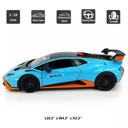 1:18 Lamborghini Huracan STO Blue Diecast by Rastar