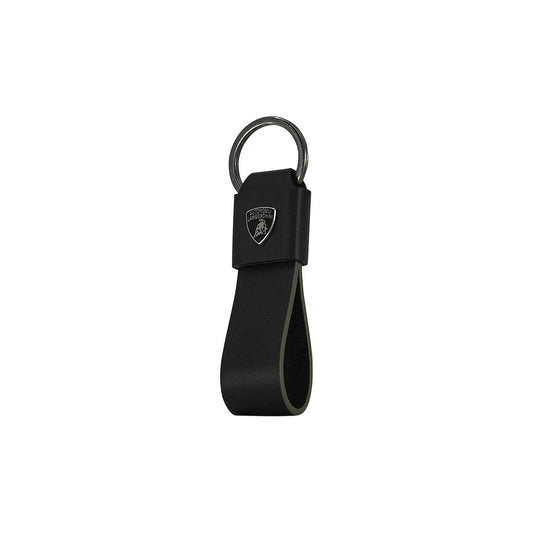 Lamborghini Leather Keyring Black with Army Green Trim