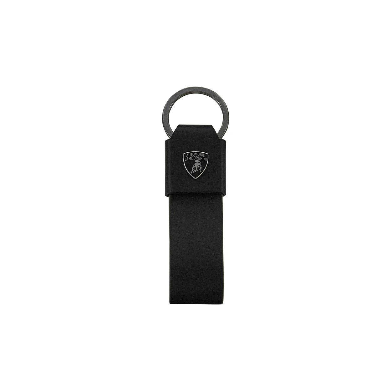 Lamborghini Leather Keyring Black with Army Green Trim