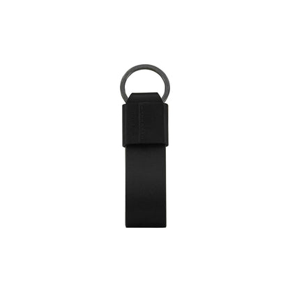 Lamborghini Leather Keyring Black with Army Green Trim
