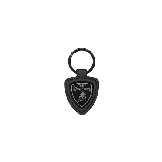 Lamborghini Black Leather Keyring with Metal Shield Logo