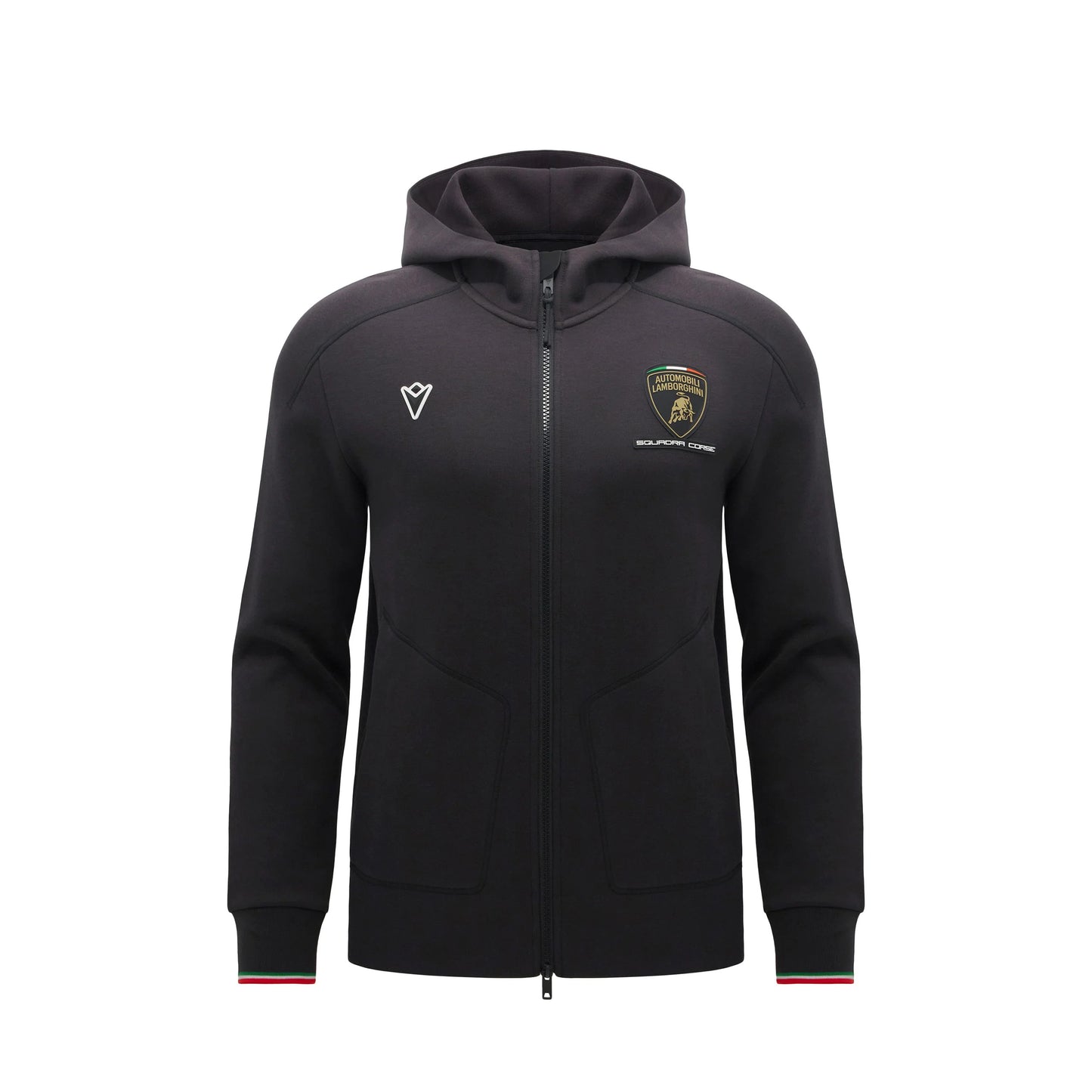 Lamborghini Squadra Corse 2026 Men Black Full Zip Hoodie Tricolor