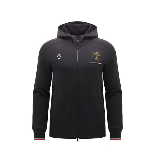 Lamborghini Squadra Corse 2026 Men Black Full Zip Hoodie Tricolor