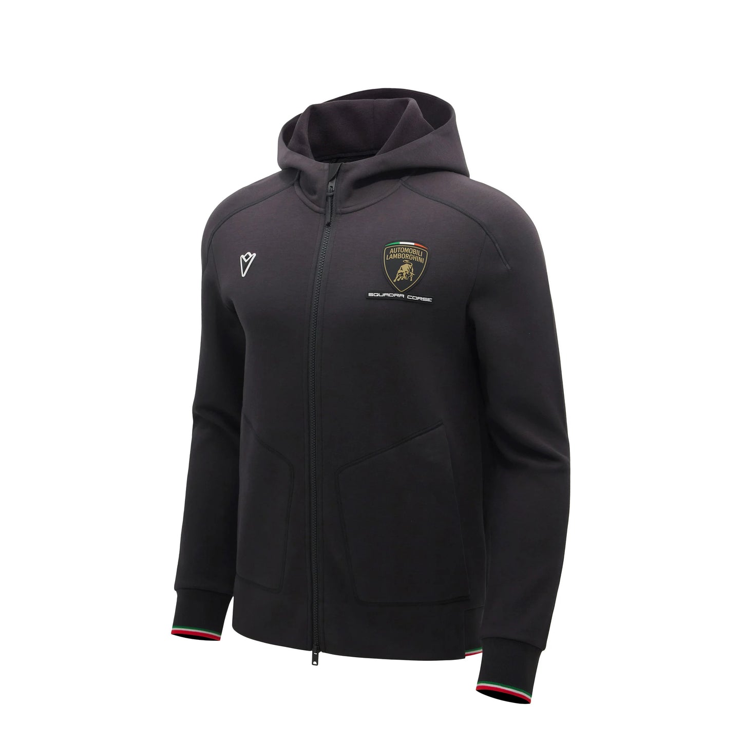 Lamborghini Squadra Corse 2026 Men Black Full Zip Hoodie Tricolor