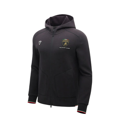 Lamborghini Squadra Corse 2026 Men Black Full Zip Hoodie Tricolor