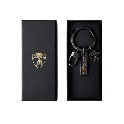 Lamborghini Scriptshield Keyring with Orange Logo Script