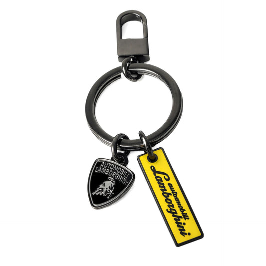 Lamborghini Scriptshield Keyring with Yellow Logo Script