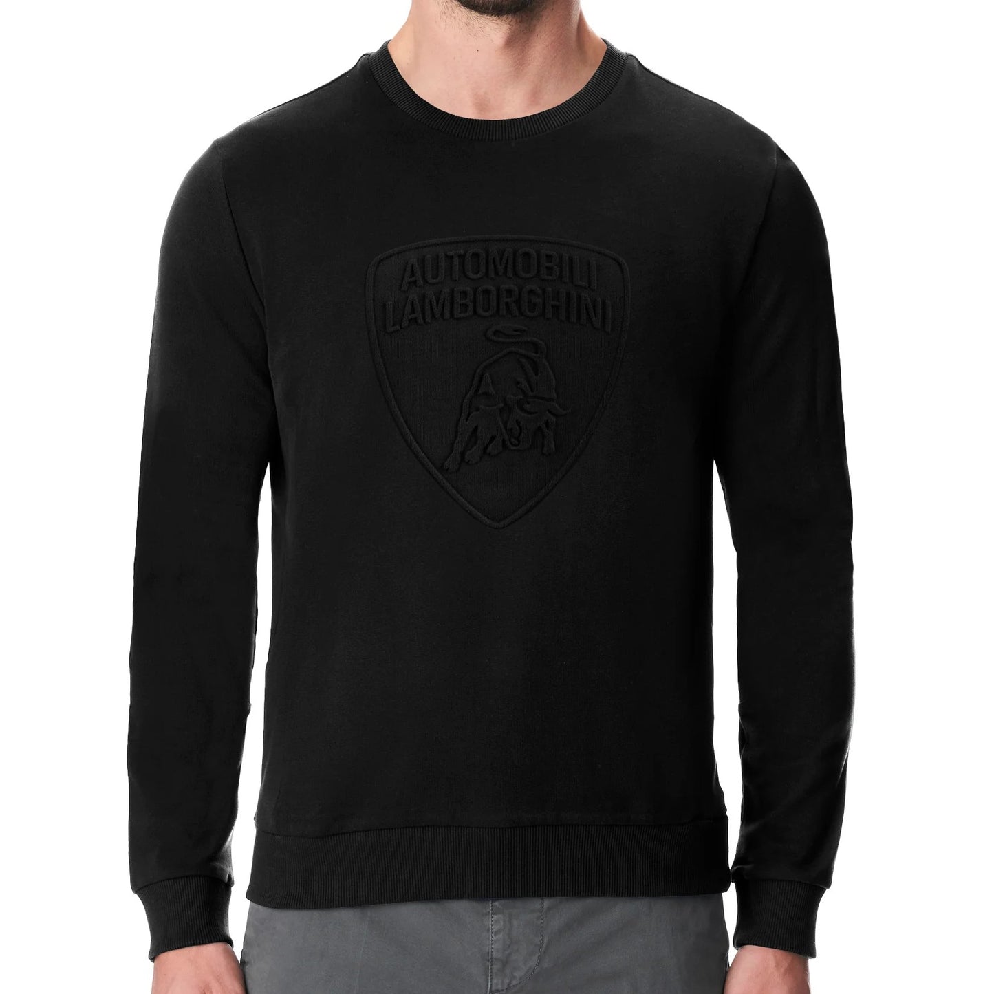 Lamborghini Sweatshirt BLACK with Embossed Shield Logo