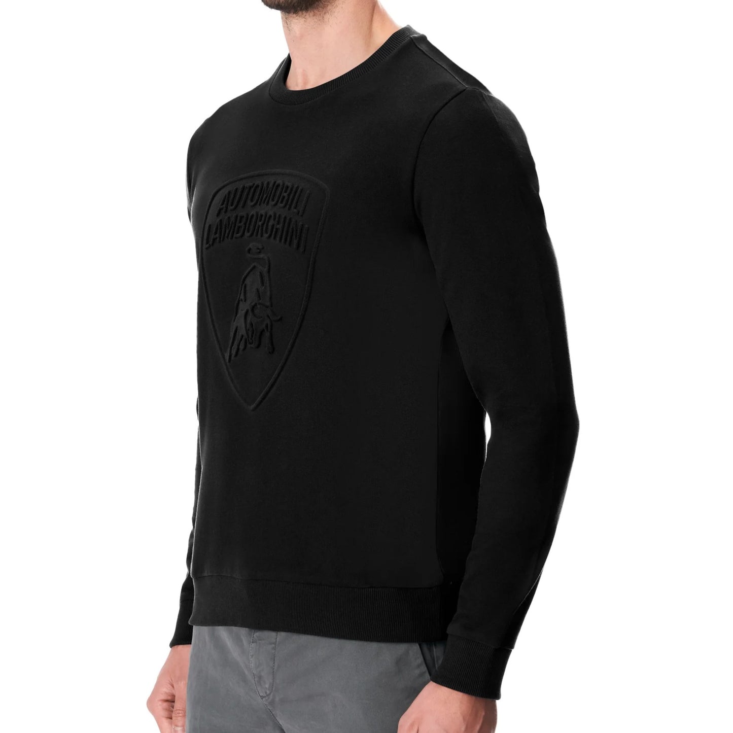 Lamborghini Sweatshirt BLACK with Embossed Shield Logo