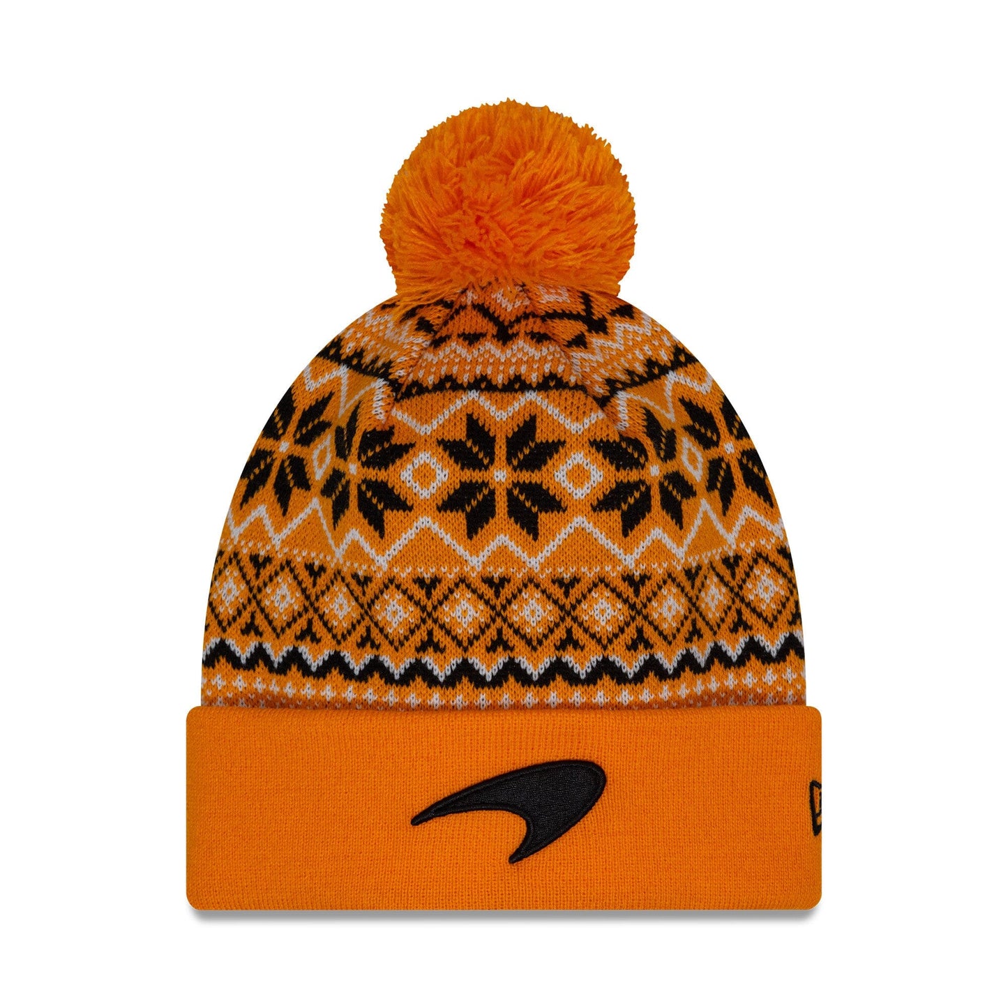 McLaren F1 New Era Limited Edition Holiday Cuff Bobble Beanie - Papaya